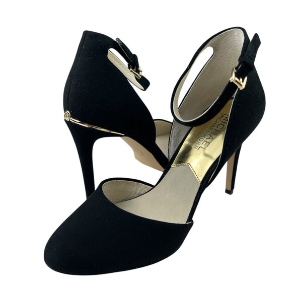 Michael Kors Women's Georgia Stiletto Pumps Size 5.5M Black Suede Ankle Strap - Picture 1 of 12